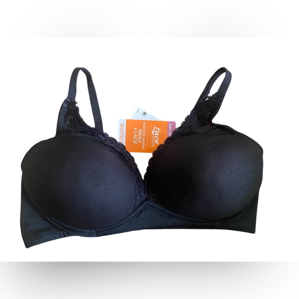 Warner’s Lace Mesh Feather Weight Black Bra 38C